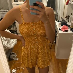 Orange floral romper